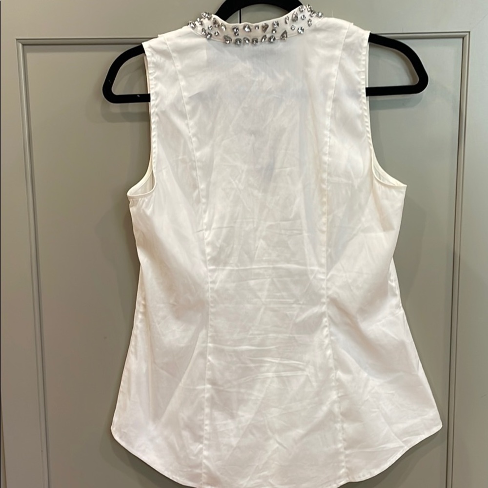 NWT WHBM Sleeveless Glam Poplin with Frill Top - Picture 5 of 8